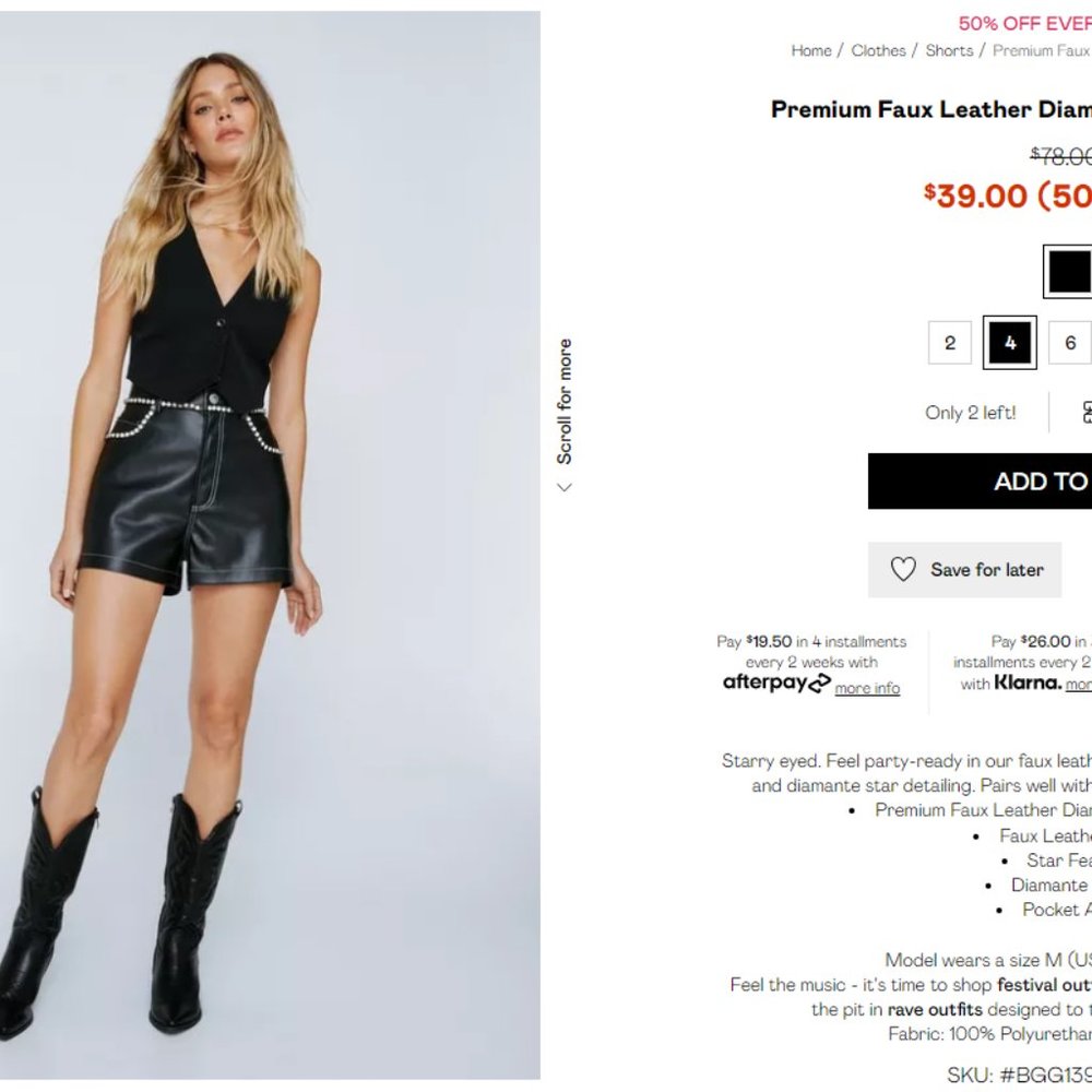 Nasty Gal Faux Leather Star Studded Shorts